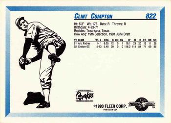 1993 Fleer ProCards #822 Clint Compton Back