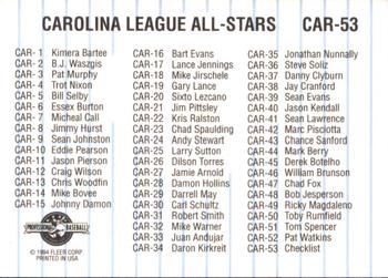 1994 Fleer ProCards Carolina League All-Stars #CAR-53 Checklist Back