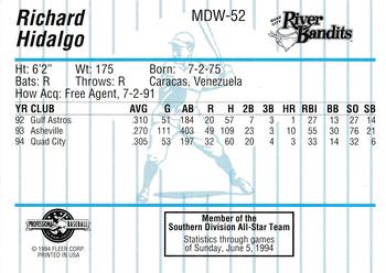1994 Fleer ProCards Midwest League All-Stars #MDW-52 Richard Hidalgo Back