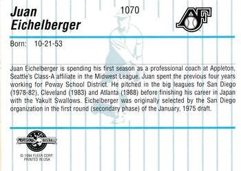 1994 Fleer ProCards #1070 Juan Eichelberger Back