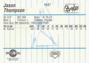 1994 Fleer ProCards #1647 Jason Thompson Back