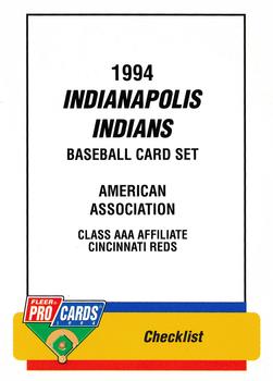 1994 Fleer ProCards #1827 Indianapolis Indians Checklist Front