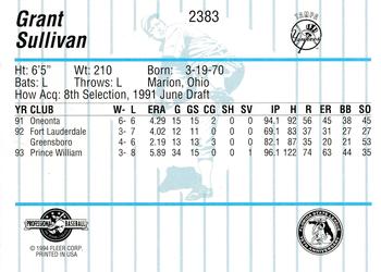 1994 Fleer ProCards #2383 Grant Sullivan Back