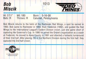 1994 Fleer ProCards #1013 Bob Miscik Back