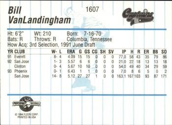 1994 Fleer ProCards #1607 Bill Van Landingham Back