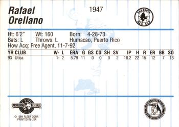 1994 Fleer ProCards #1947 Rafael Orellano Back