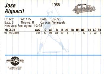 1994 Fleer ProCards #1985 Jose Alguacil Back