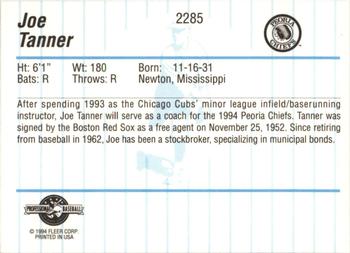 1994 Fleer ProCards #2285 Joe Tanner Back