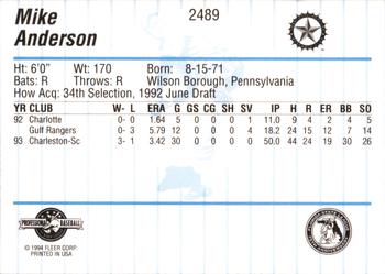 1994 Fleer ProCards #2489 Mike Anderson Back