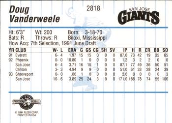 1994 Fleer ProCards #2818 Doug Vanderweele Back
