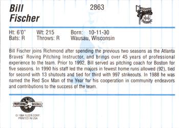 1994 Fleer ProCards #2863 Bill Fischer Back