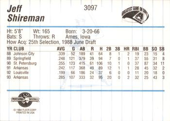 1994 Fleer ProCards #3097 Jeff Shireman Back