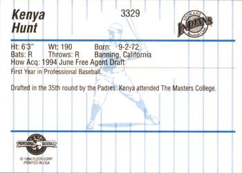 1994 Fleer ProCards #3329 Kenya Hunt Back