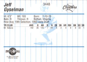 1994 Fleer ProCards #3448 Jeff Gyselman Back