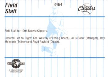 1994 Fleer ProCards #3464 Ken Westray / Al LeBoeuf / Troy McIntosh / Floyd Rayford Back