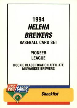 1994 Fleer ProCards #3630 Helena Brewers Checklist Front