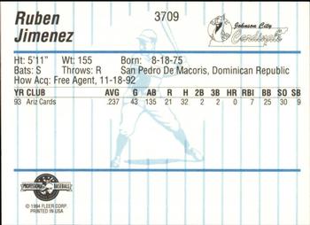 1994 Fleer ProCards #3709 Ruben Jimenez Back