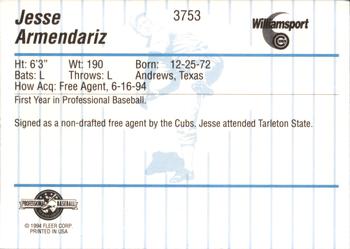 1994 Fleer ProCards #3753 Jesse Armendariz Back