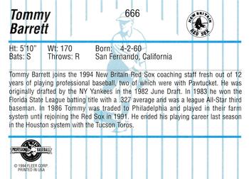 1994 Fleer ProCards #666 Tommy Barrett Back