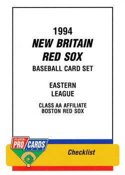1994 Fleer ProCards #668 New Britain Red Sox Checklist Front