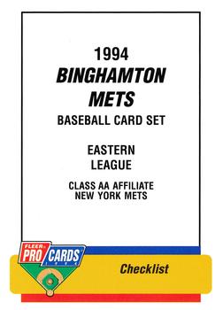 1994 Fleer ProCards #723 Binghamton Mets Checklist Front