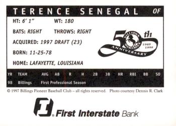 1998 Billings Mustangs #NNO Terence Senegal Back