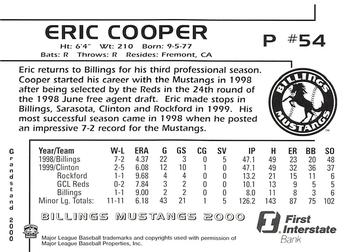 2000 Grandstand Billings Mustangs #NNO Eric Cooper Back