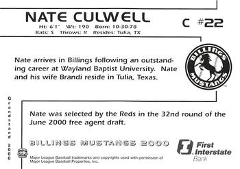 2000 Grandstand Billings Mustangs #NNO Nate Culwell Back