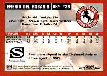 2007 Grandstand Billings Mustangs #NNO Enerio Del Rosario Back