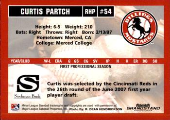 2007 Grandstand Billings Mustangs #NNO Curtis Partch Back