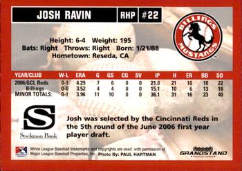 2007 Grandstand Billings Mustangs #NNO Josh Ravin Back