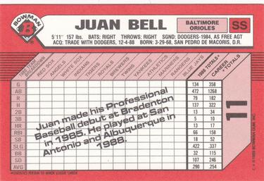 1989 Bowman - Collector's Edition (Tiffany) #11 Juan Bell Back