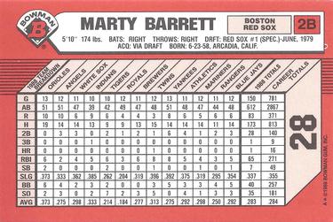 1989 Bowman - Collector's Edition (Tiffany) #28 Marty Barrett Back