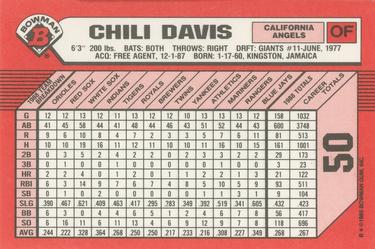 1989 Bowman - Collector's Edition (Tiffany) #50 Chili Davis Back