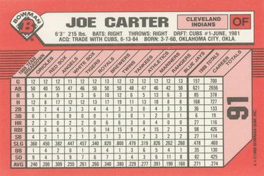 1989 Bowman - Collector's Edition (Tiffany) #91 Joe Carter Back