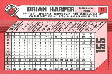 1989 Bowman - Collector's Edition (Tiffany) #155 Brian Harper Back