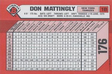 1989 Bowman - Collector's Edition (Tiffany) #176 Don Mattingly Back