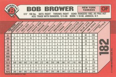 1989 Bowman - Collector's Edition (Tiffany) #182 Bob Brower Back