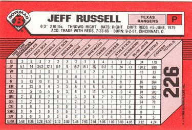 1989 Bowman - Collector's Edition (Tiffany) #226 Jeff Russell Back