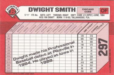 1989 Bowman - Collector's Edition (Tiffany) #297 Dwight Smith Back