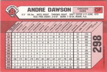 1989 Bowman - Collector's Edition (Tiffany) #298 Andre Dawson Back