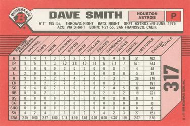 1989 Bowman - Collector's Edition (Tiffany) #317 Dave Smith Back