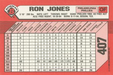 1989 Bowman - Collector's Edition (Tiffany) #407 Ron Jones Back