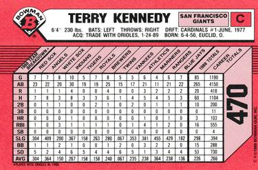 1989 Bowman - Collector's Edition (Tiffany) #470 Terry Kennedy Back