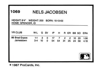 1987 ProCards #1069 Nels Jacobsen Back