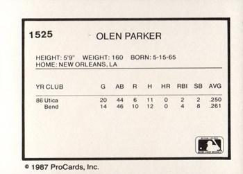 1987 ProCards #1525 Olen Parker Back