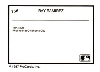 1987 ProCards #156 Ray Ramirez Back