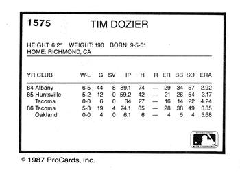 1987 ProCards #1575 Tom Dozier Back