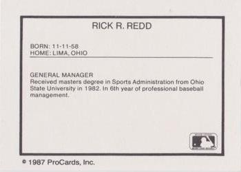 1987 ProCards #NNO Rick Redd Back
