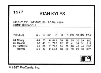 1987 ProCards #1577 Stan Kyles Back